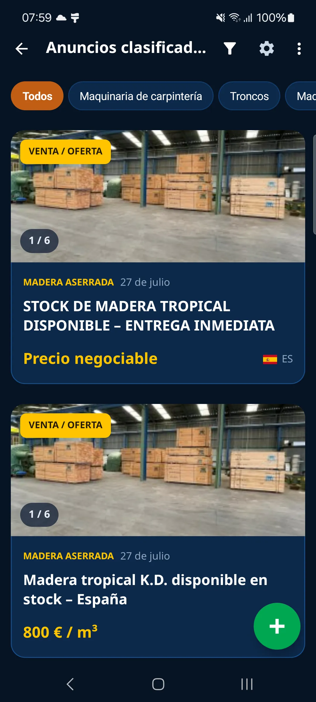 Pantalla de inicio de la app con el Registro y las calculadoras
