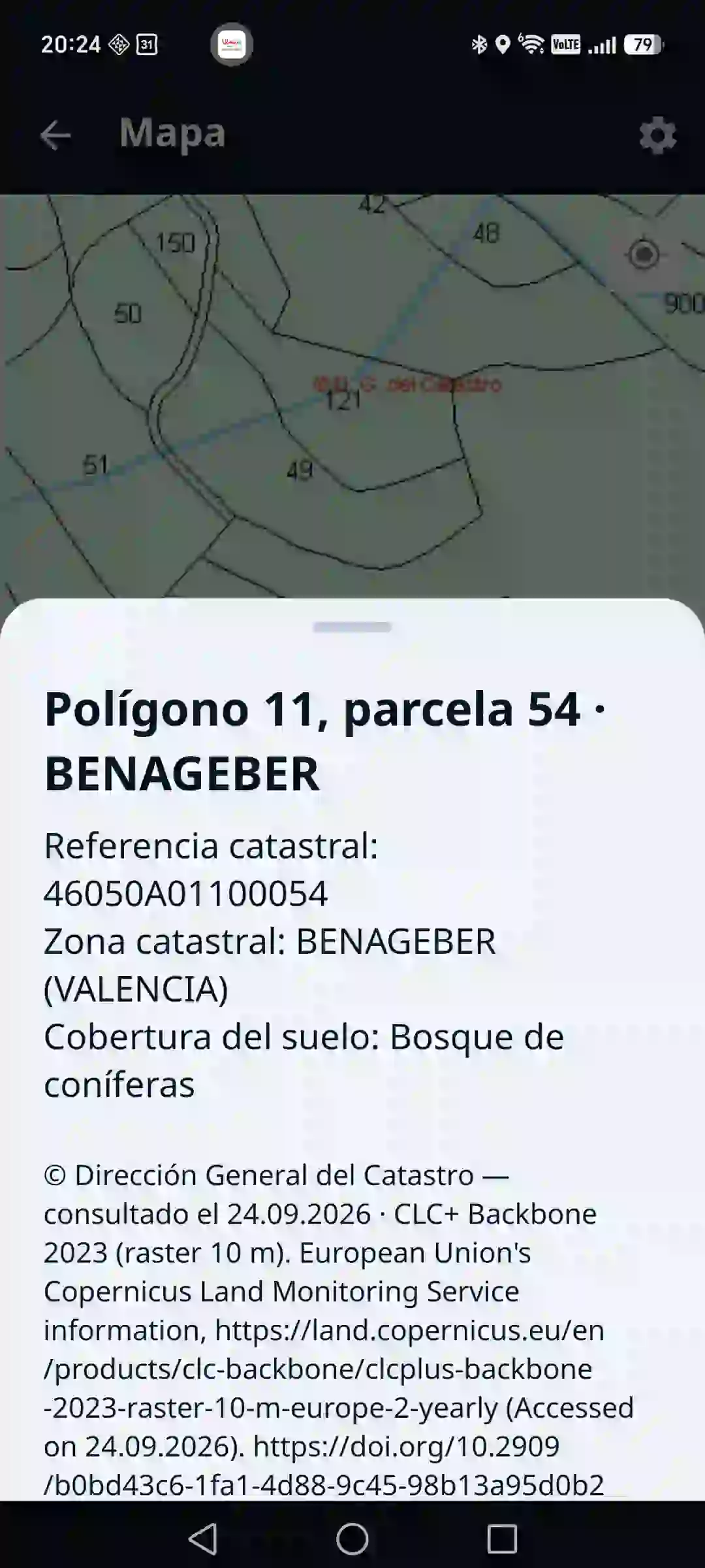 Atlas forestal en la app – parcela y masa forestal en el mapa