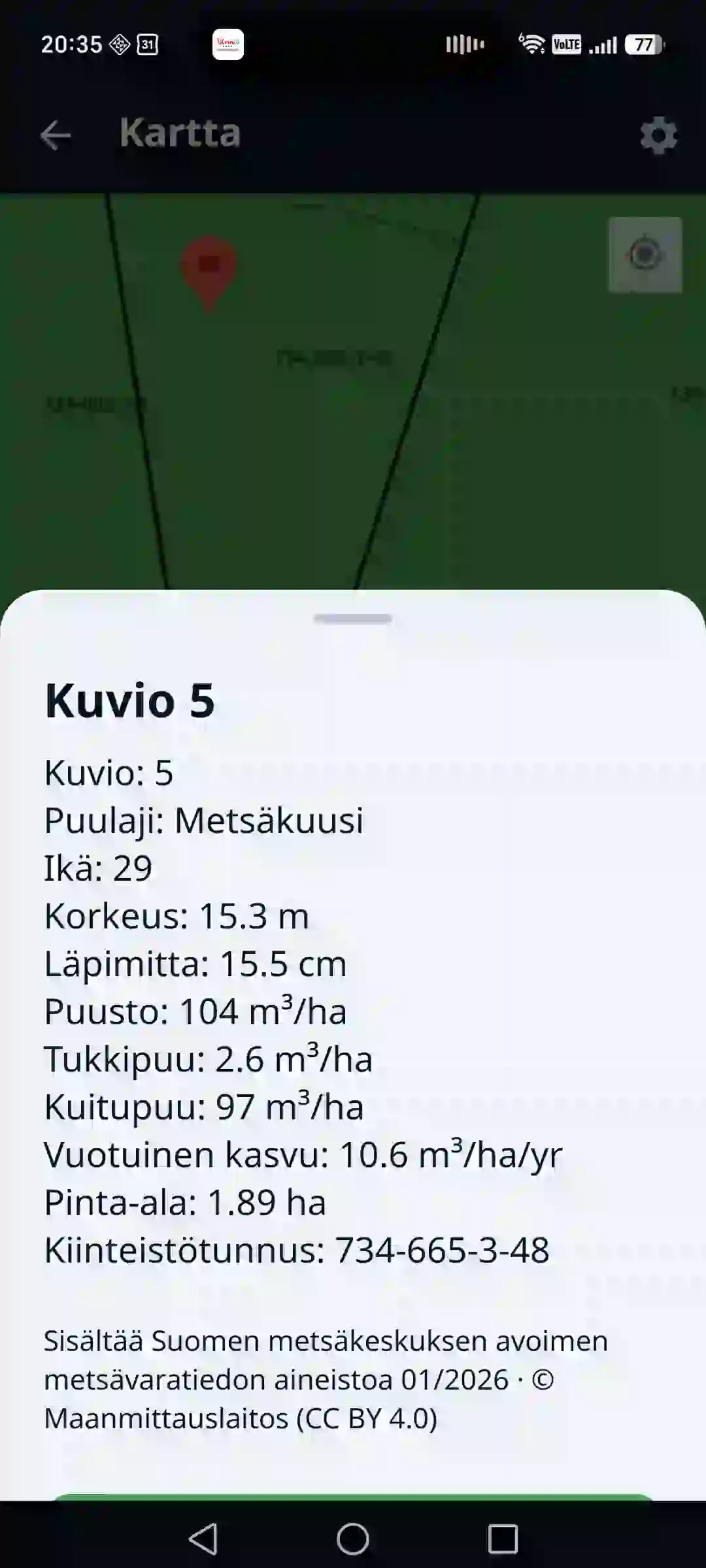 Metsäatlas sovelluksessa – palsta ja metsikkö kartalla