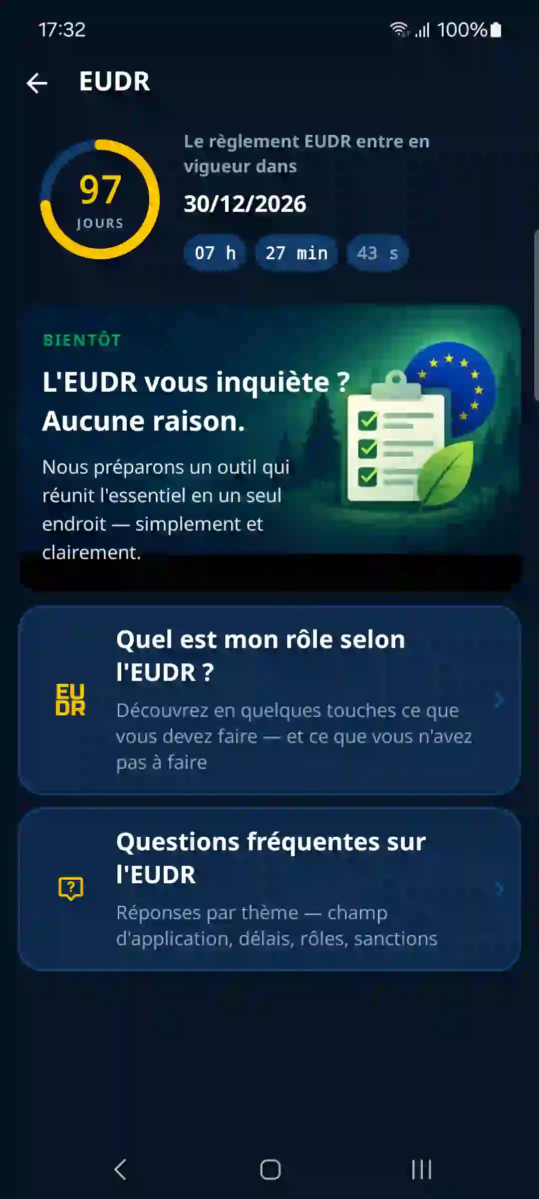 EUDR dans l’application – compte à rebours et guide