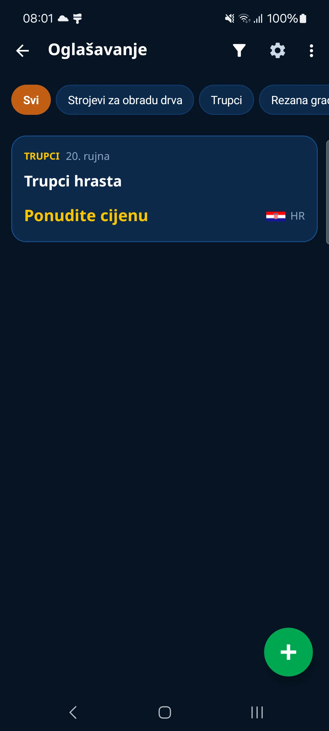 Početni zaslon aplikacije sa zapisnikom i kalkulatorima