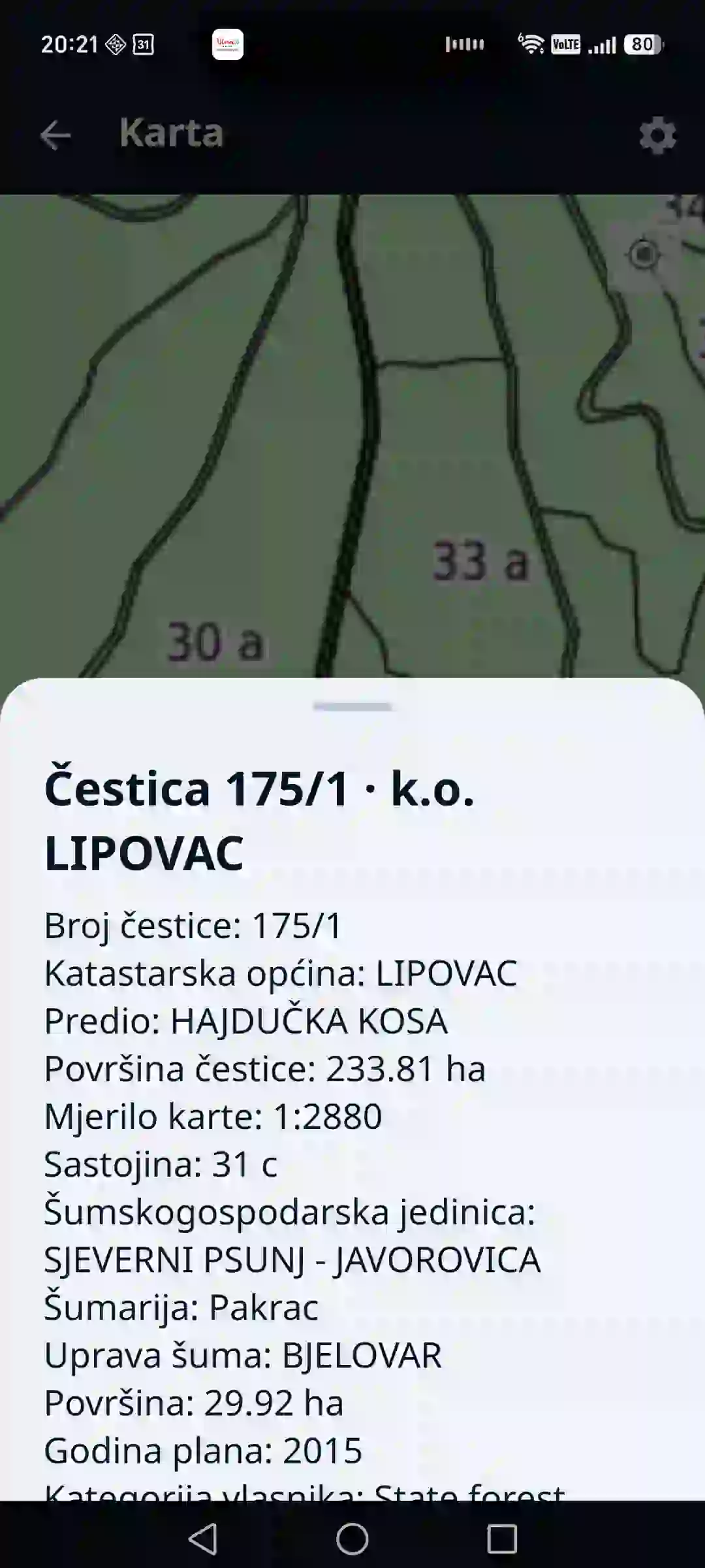 Šumski atlas u aplikaciji – parcela i sastojina na karti