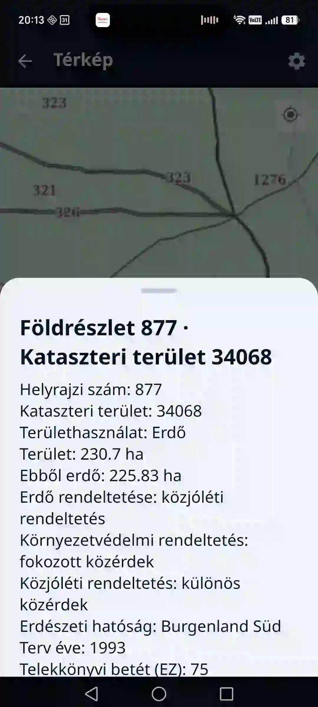Erdőatlasz az alkalmazásban – földrészlet és állomány a térképen