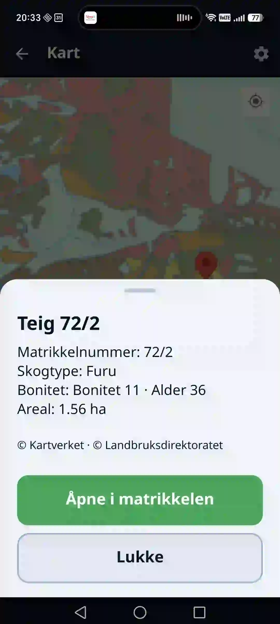 Skogatlas i appen – teig og bestand på kartet