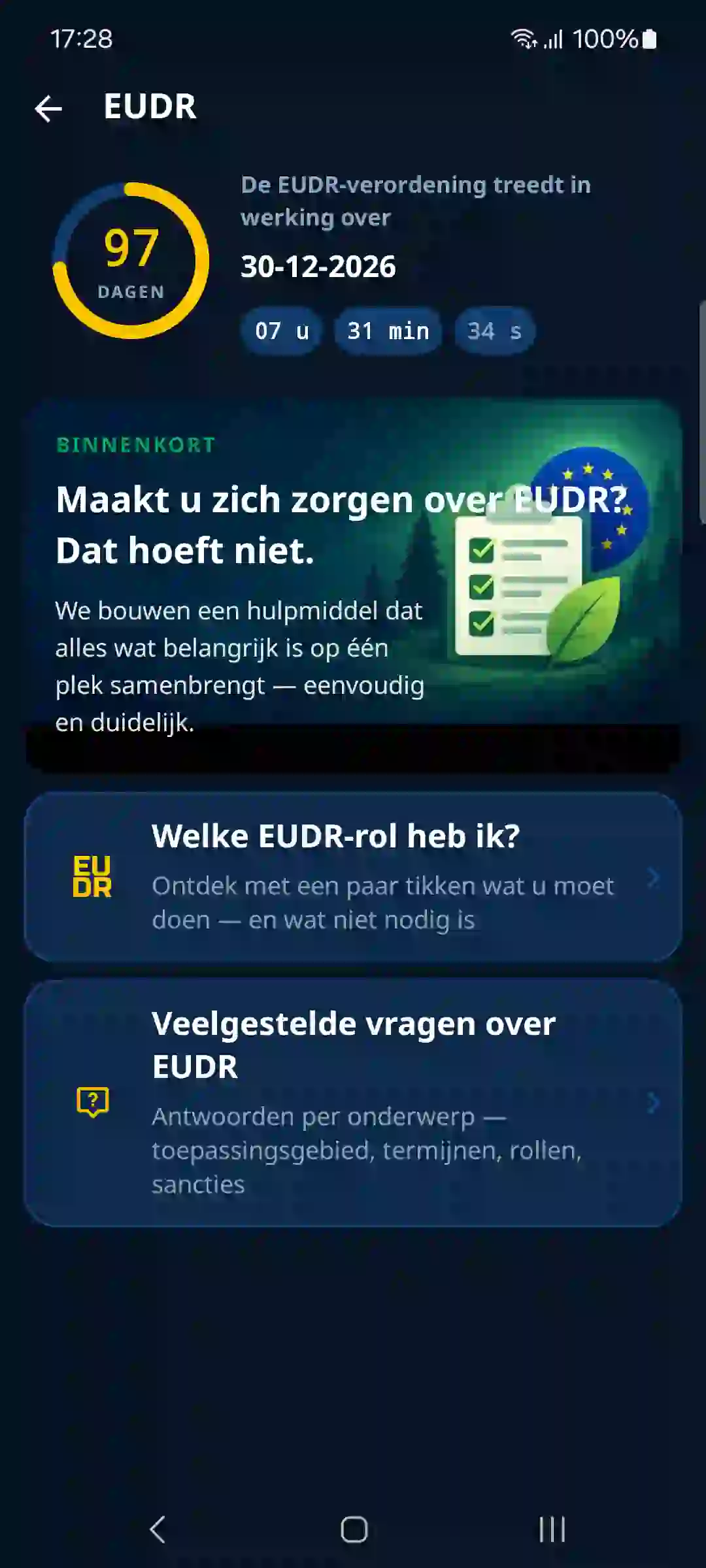 EUDR in de app – aftelling en gids