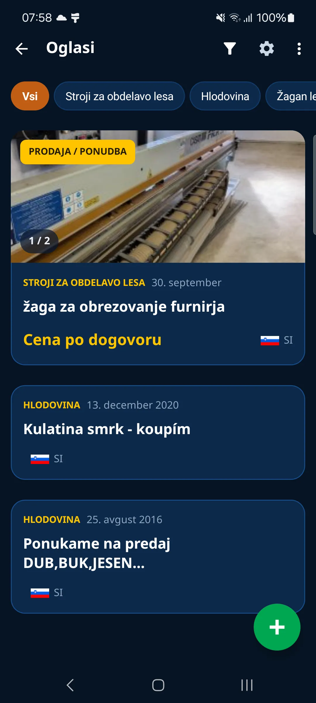 Začetni zaslon aplikacije z zapisovalnikom in računali