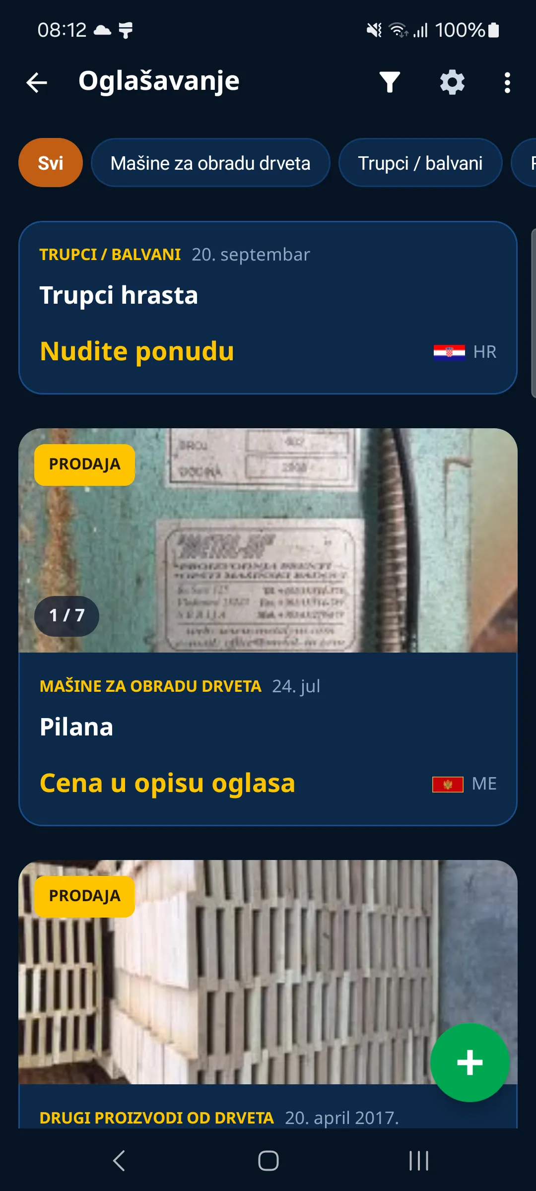 Početni ekran aplikacije sa zapisnikom i kalkulatorima