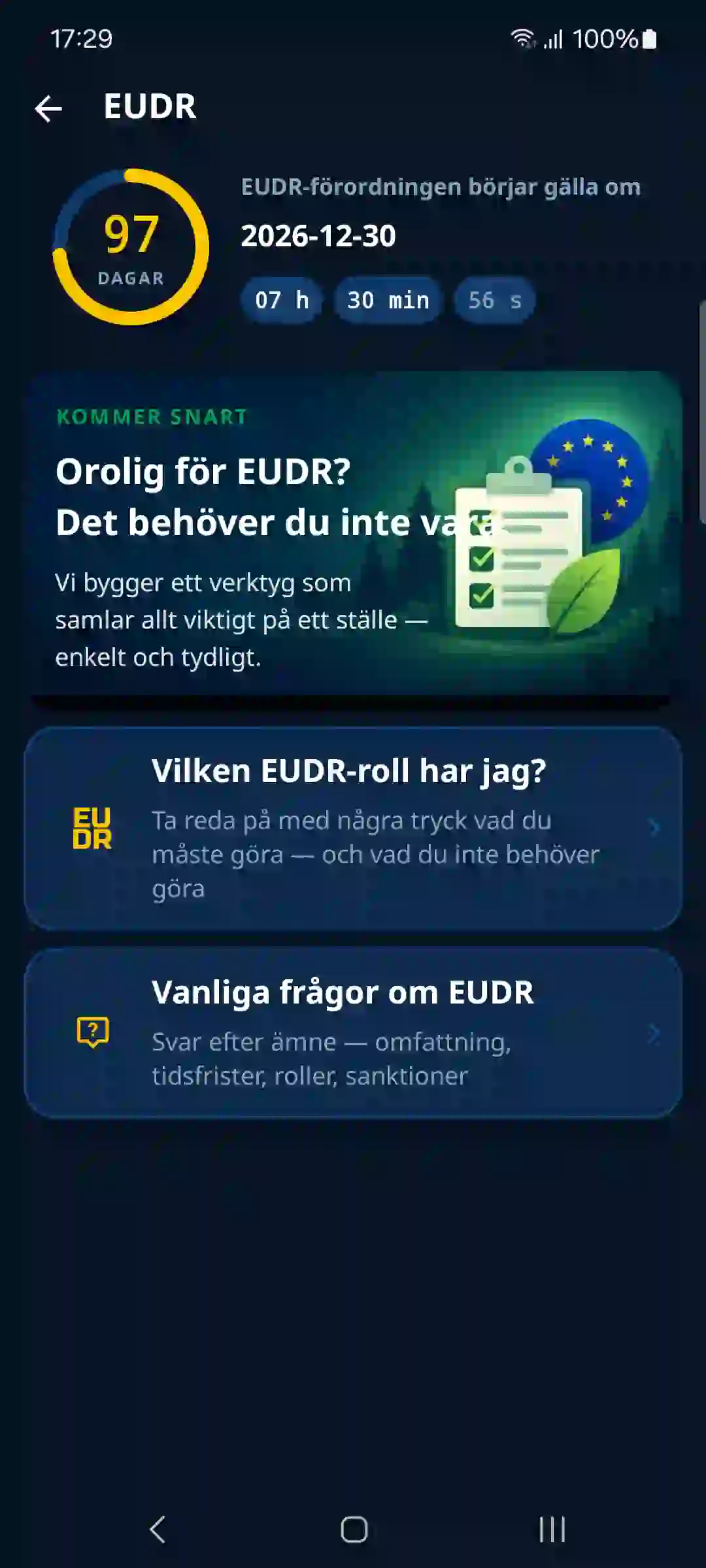 EUDR i appen – nedräkning och guide