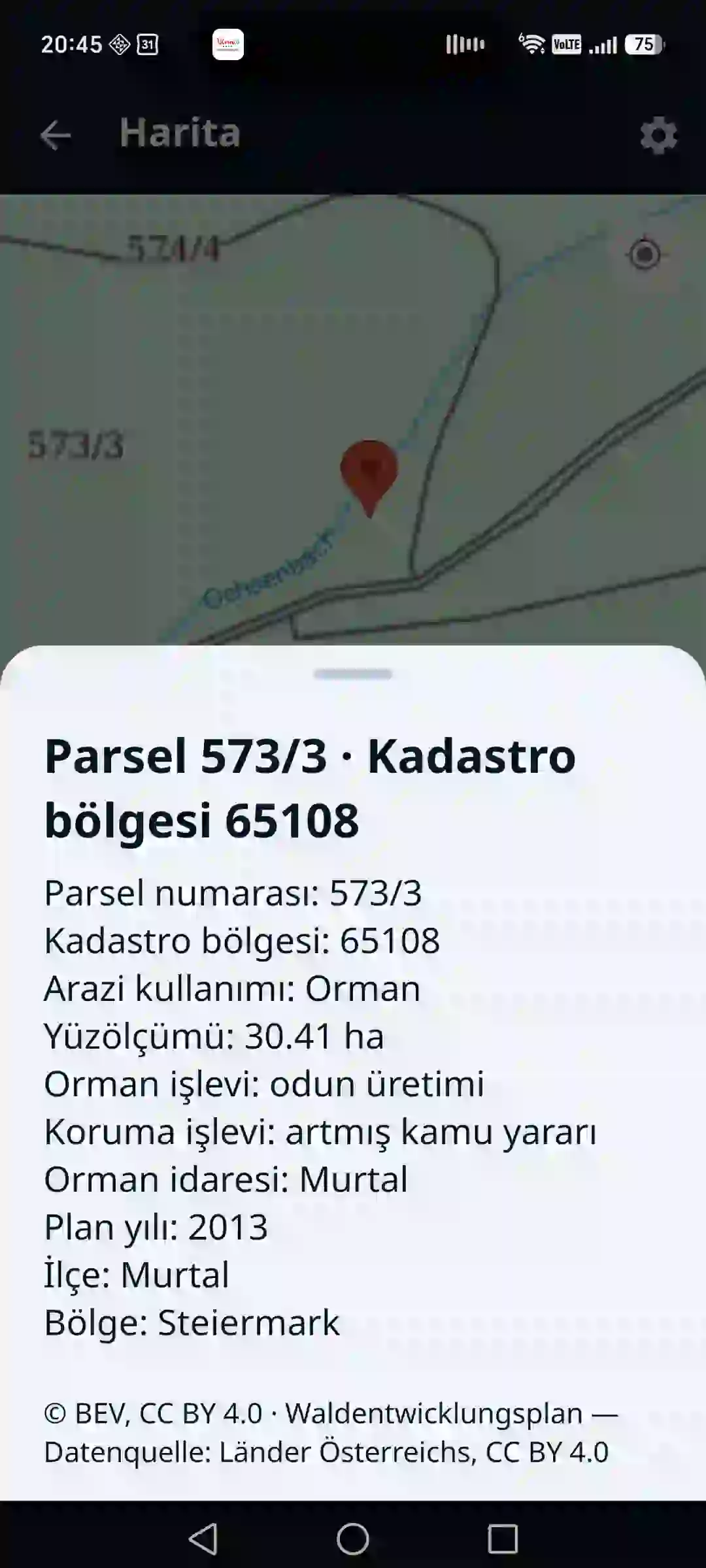 Uygulamada Orman atlası – haritada parsel ve meşcere
